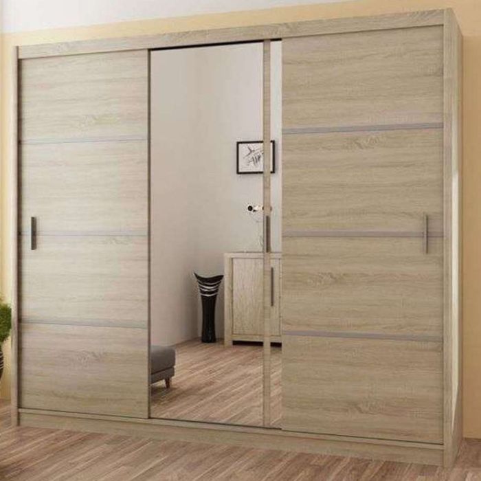Broadland Sliding 3 Door 250cm Mirror Wardrobe - Sonoma Oak