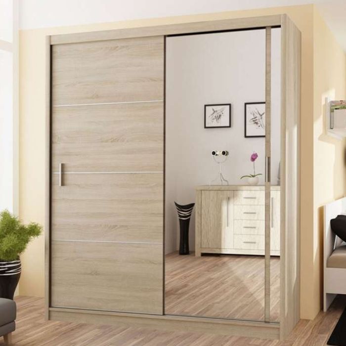 Broadland Sliding 2 Door 180cm Wardrobe with Mirror - White