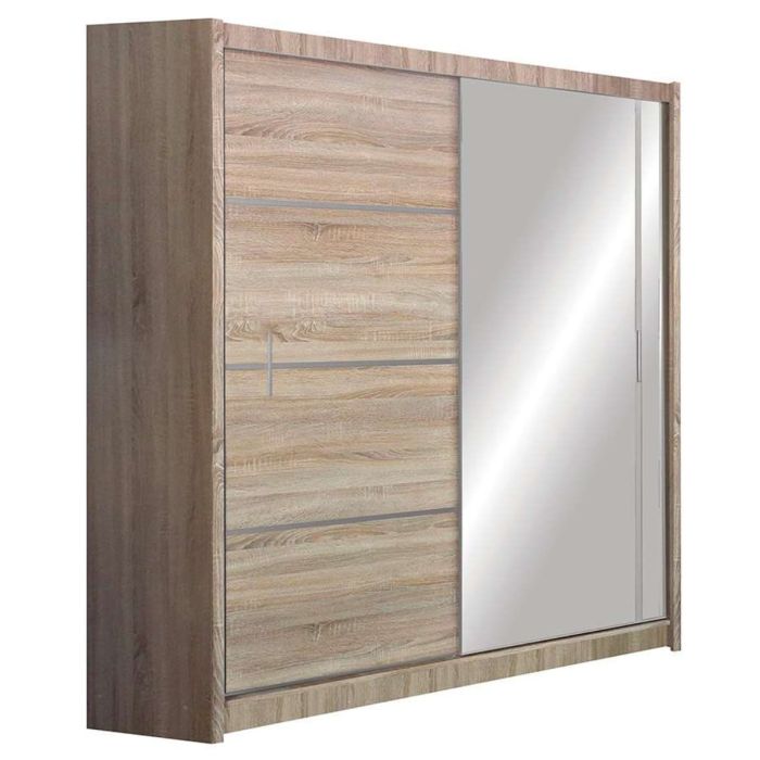 Broadland Sliding 2 Door 180cm Wardrobe with Mirror - White