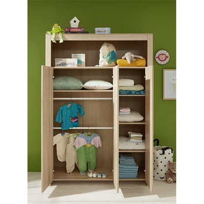 Oley Kids Room Wooden Wardrobe In Sagerau Light Oak