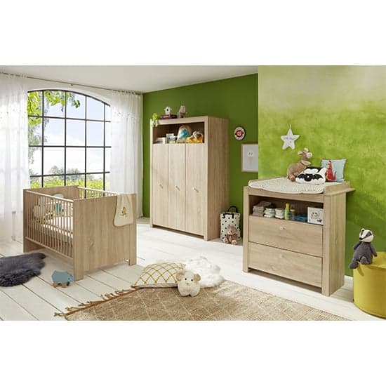 Oley Kids Room Wooden Wardrobe In Sagerau Light Oak