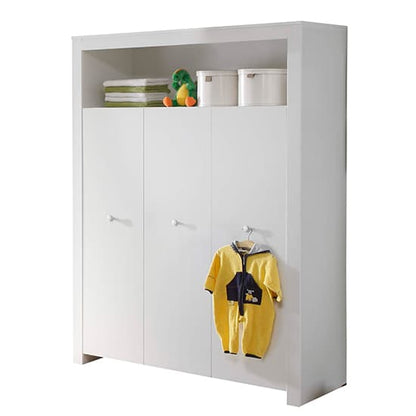 Oley Kids Room Wooden Wardrobe In White