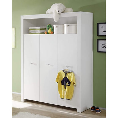 Oley Kids Room Wooden Wardrobe In White