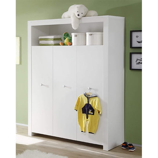 Oley Kids Room Wooden Wardrobe In White