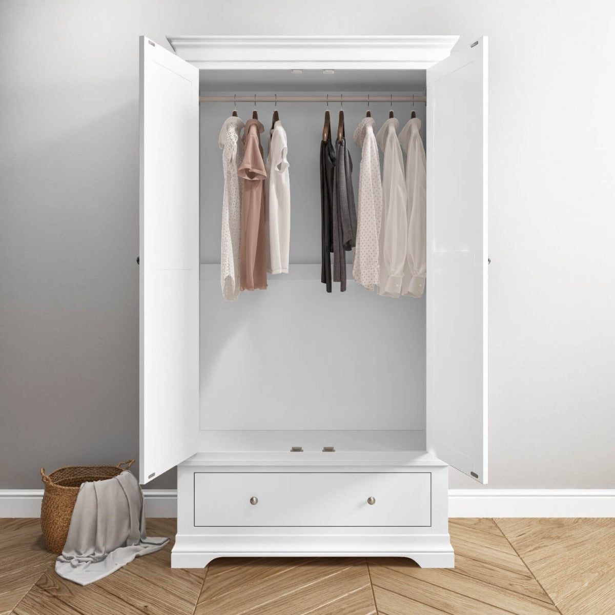 White 2 Door 1 Drawer Wardrobe - Olivia