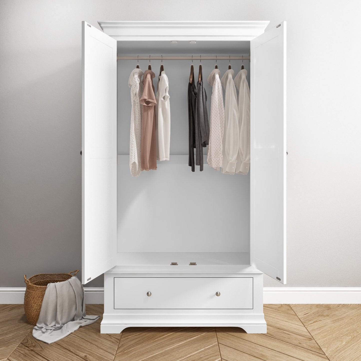 White 2 Door 1 Drawer Wardrobe - Olivia