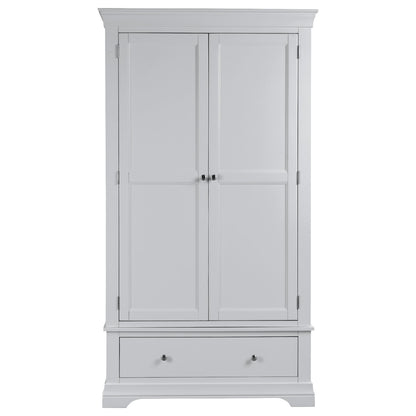 Pale Grey 2 Door 1 Drawer Wardrobe - Olivia