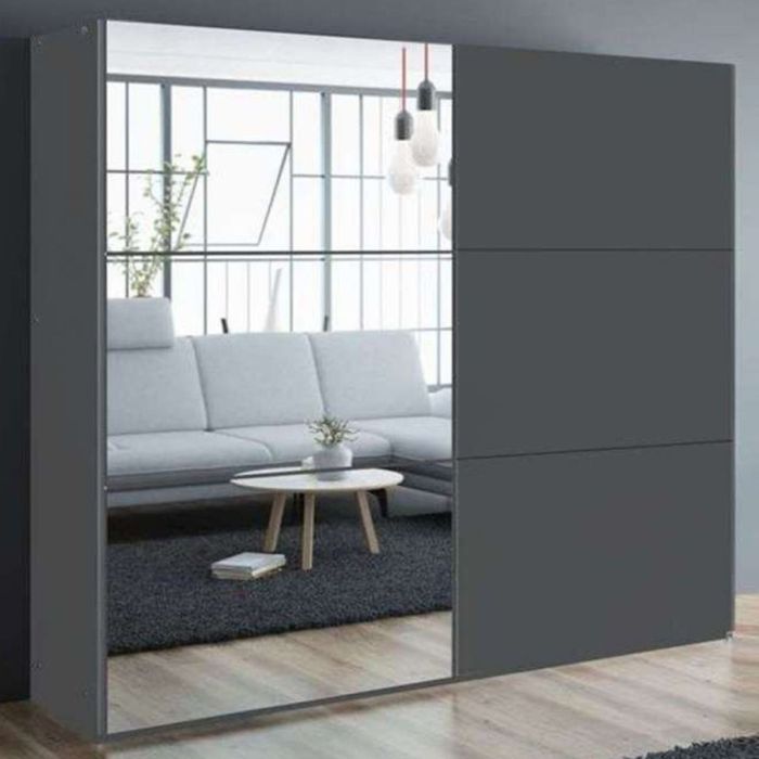 Boris 250cm Sliding 3 Door Mirror Wardrobe - Grey
