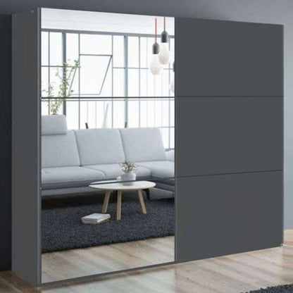Boris 250cm Sliding 3 Door Mirror Wardrobe - Grey