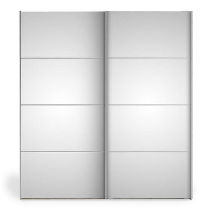 Opim Mirrored Sliding 2 Door Wardrobe In Matt Black With 2 Shelves