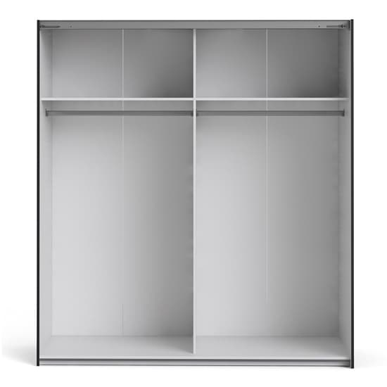 Opim Mirrored Sliding 2 Door Wardrobe In Matt Black With 2 Shelves