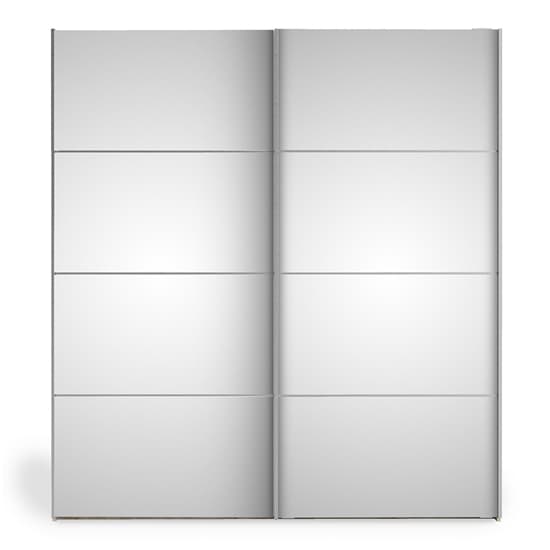 Opim Mirrored Sliding 2 Door Wardrobe In Matt Black With 5 Shelves