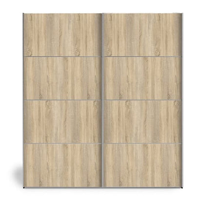 Opim Wooden Sliding 2 Doors Wardrobe In Black Oak With 2 Shelves