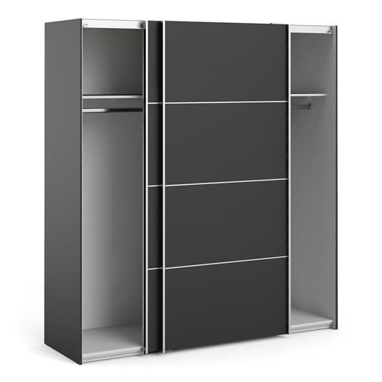 Opim Wooden Sliding 2 Doors Wardrobe In Matt Black With 2 Shelves
