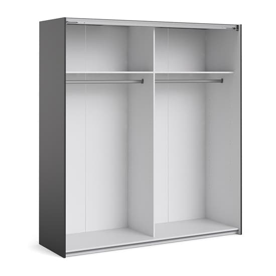 Opim Wooden Sliding 2 Doors Wardrobe In Matt Black With 2 Shelves