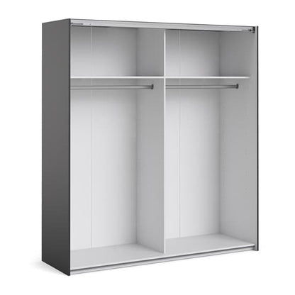 Opim Wooden Sliding 2 Doors Wardrobe In Matt Black With 2 Shelves