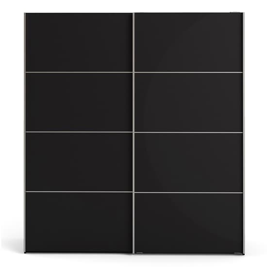 Opim Wooden Sliding 2 Doors Wardrobe In Matt Black With 5 Shelves