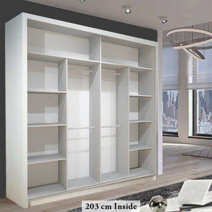 FURCO | Heffner | White Sliding 2 Door Wardrobe | Available in 3 Sizes | Sleek & Versatile Design