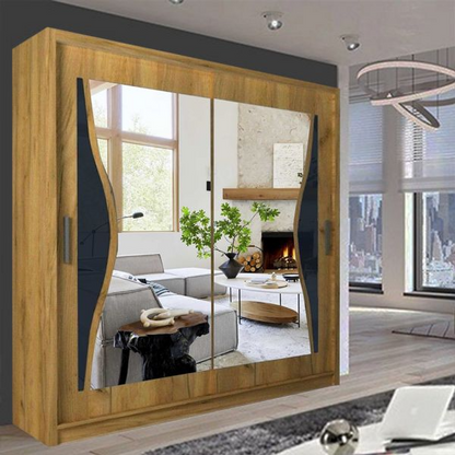 FURCO | Heffner Walnut | Sliding 2 Door Wardrobe | Available in 3 Sizes | Classic & Durable Design