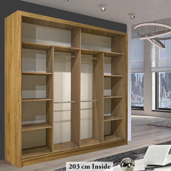 FURCO | Heffner Walnut | Sliding 2 Door Wardrobe | Available in 3 Sizes | Classic & Durable Design