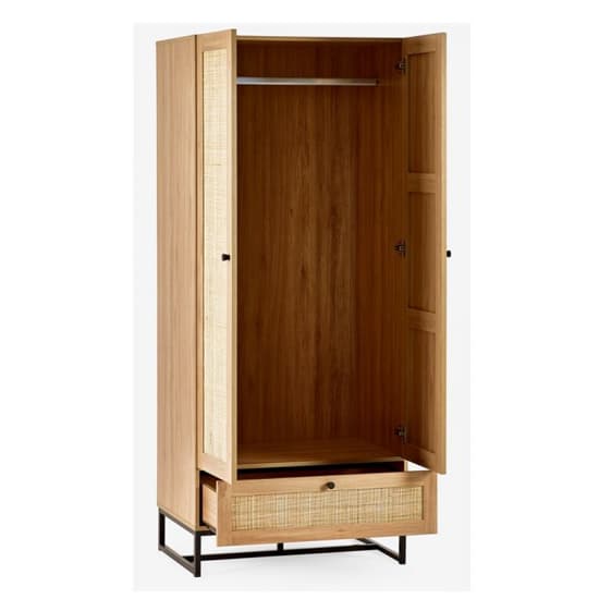 Pabla Wooden Wardrobe With 2 Doors 1 Drawer In Oak