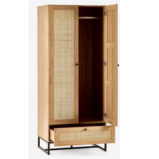 Pabla Wooden Wardrobe With 2 Doors 1 Drawer In Oak