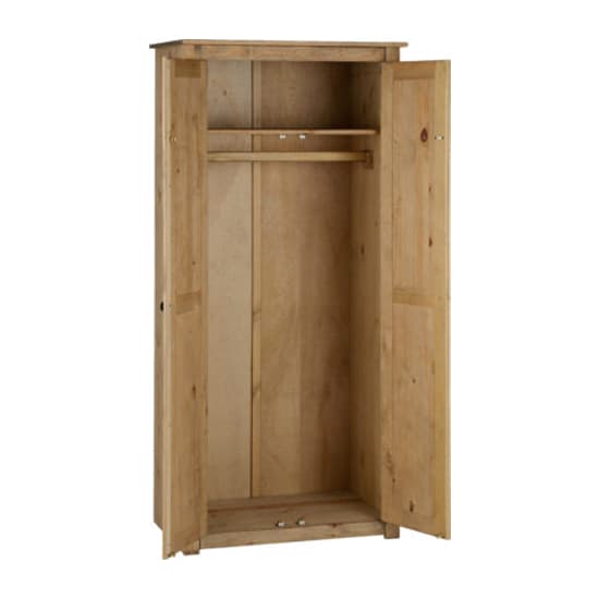 Prinsburg Wooden 2 Doors Wardrobe In Natural Wax
