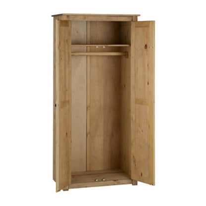 Prinsburg Wooden 2 Doors Wardrobe In Natural Wax