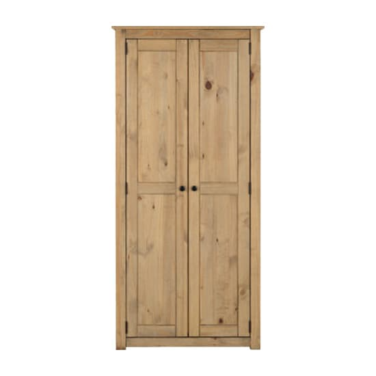 Prinsburg Wooden 2 Doors Wardrobe In Natural Wax