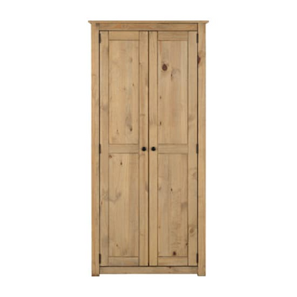 Prinsburg Wooden 2 Doors Wardrobe In Natural Wax