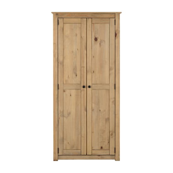 Prinsburg Wooden 2 Doors Wardrobe In Natural Wax
