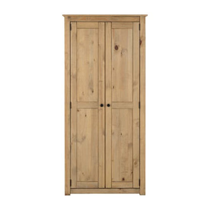 Prinsburg Wooden 2 Doors Wardrobe In Natural Wax