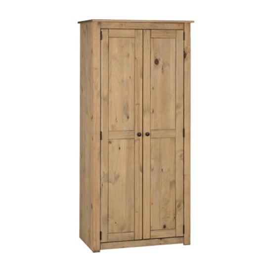 Prinsburg Wooden 2 Doors Wardrobe In Natural Wax