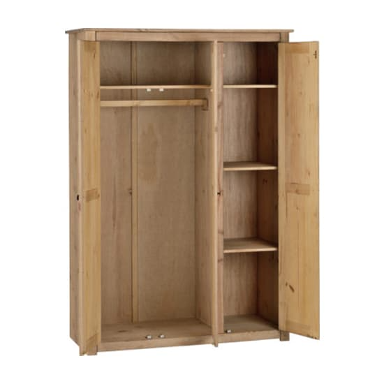 Prinsburg Wooden 3 Doors Wardrobe In Natural Wax