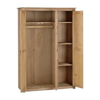 Prinsburg Wooden 3 Doors Wardrobe In Natural Wax