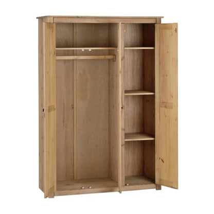 Prinsburg Wooden 3 Doors Wardrobe In Natural Wax