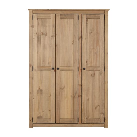 Prinsburg Wooden 3 Doors Wardrobe In Natural Wax
