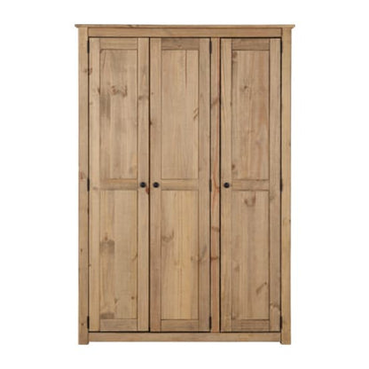 Prinsburg Wooden 3 Doors Wardrobe In Natural Wax