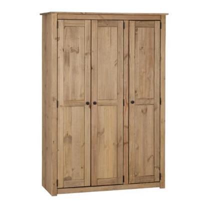 Prinsburg Wooden 3 Doors Wardrobe In Natural Wax
