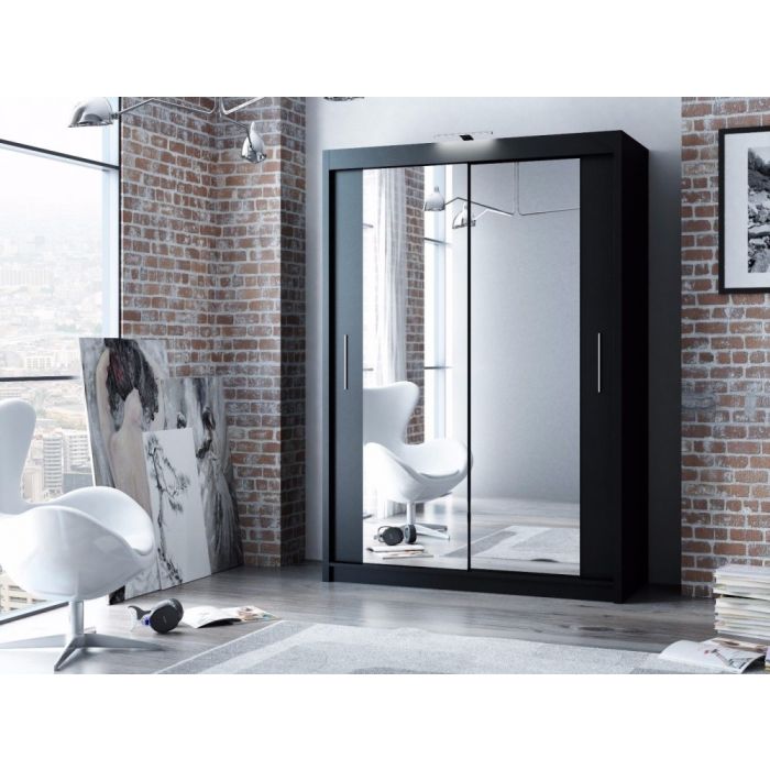 Avant Black 2 Door Sliding Wardrobe | 203cm & Other Sizes | Bold & Stylish | Furco