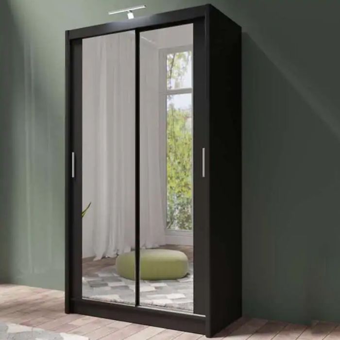 Avant Sliding 2 Door Wardrobe - 120cm and Other Sizes - Black