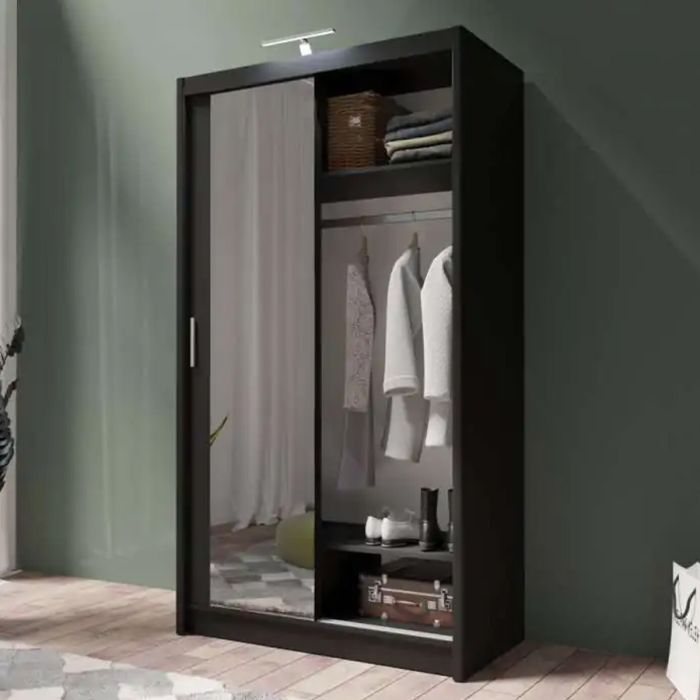 Avant Sliding 2 Door Wardrobe - 120cm and Other Sizes - Black