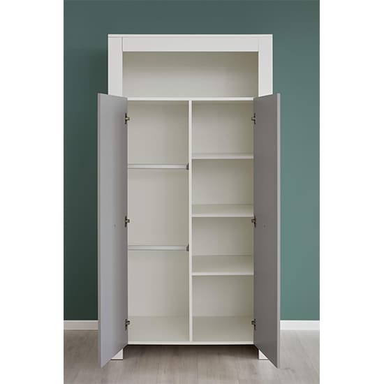 Peco Kids Room Wooden Wardrobe In White And Light Grey