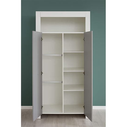 Peco Kids Room Wooden Wardrobe In White And Light Grey