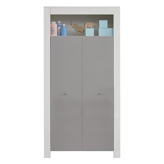 Peco Kids Room Wooden Wardrobe In White And Light Grey