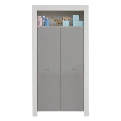 Peco Kids Room Wooden Wardrobe In White And Light Grey