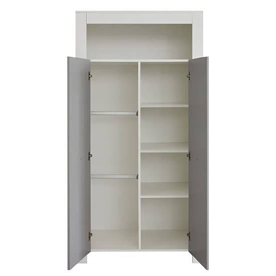 Peco Kids Room Wooden Wardrobe In White And Light Grey