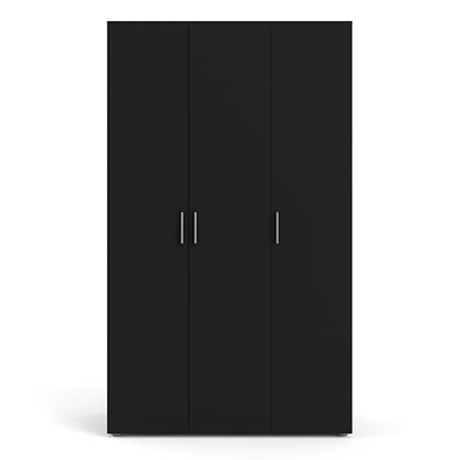 Perkin Wooden Wardrobe With 3 Doors In Black