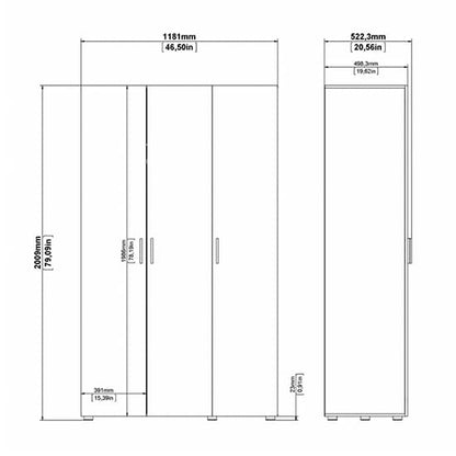 Perkin Wooden Wardrobe With 3 Doors In Black