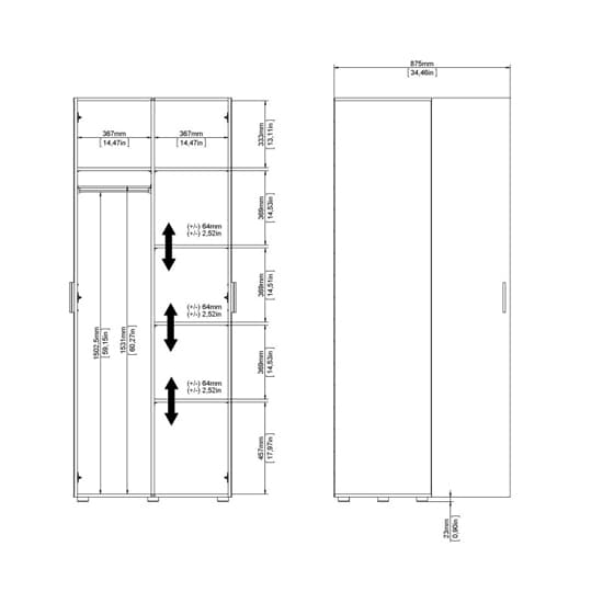 Perkin Wooden Wardrobe With 2 Doors In Truffle Oak